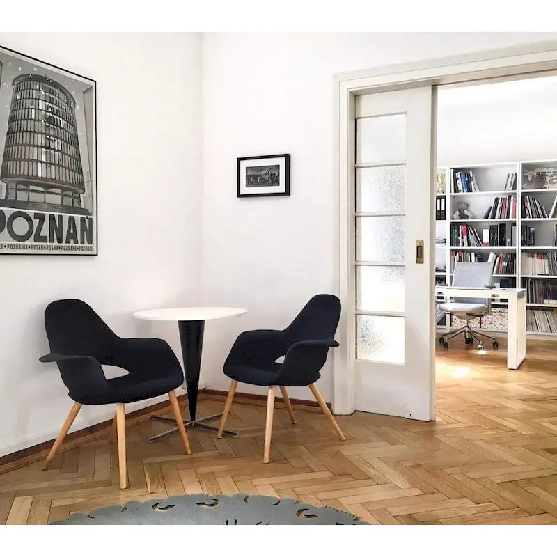 Fauteuil moderne en tissu rembourré biologique avec pieds en bois naturel pour salle à manger, bureau ou fauteuil d'appoint