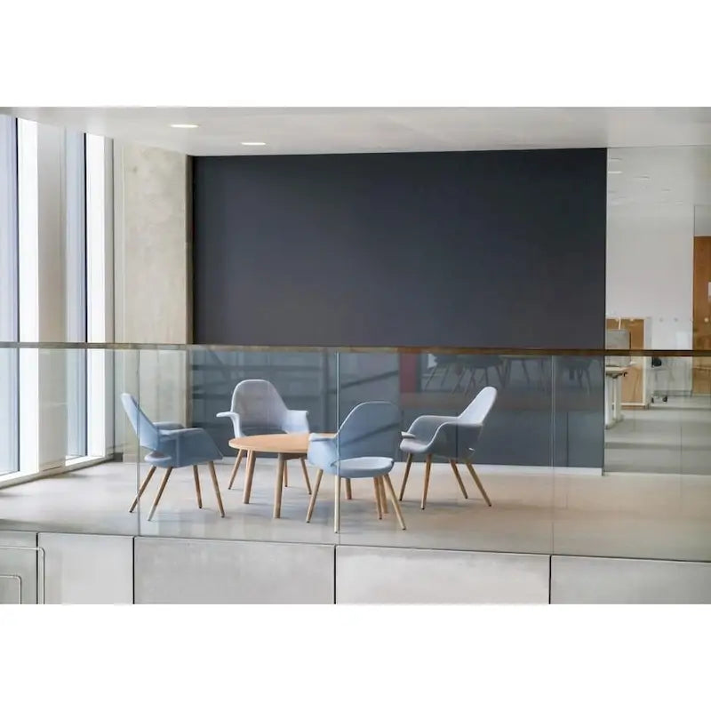 Fauteuil moderne en tissu rembourré biologique avec pieds en bois naturel pour salle à manger, bureau ou fauteuil d'appoint
