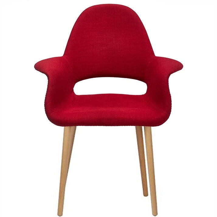 Fauteuil moderne en tissu rembourré biologique avec pieds en bois naturel pour salle à manger, bureau ou fauteuil d'appoint