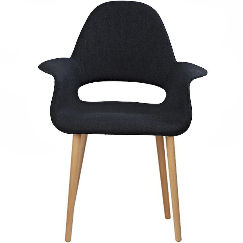 Fauteuil moderne en tissu rembourré biologique avec pieds en bois naturel pour salle à manger, bureau ou fauteuil d'appoint