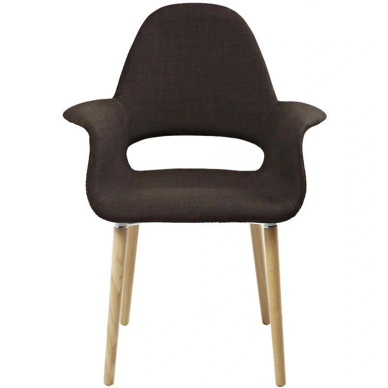 Fauteuil moderne en tissu rembourré biologique avec pieds en bois naturel pour salle à manger, bureau ou fauteuil d'appoint