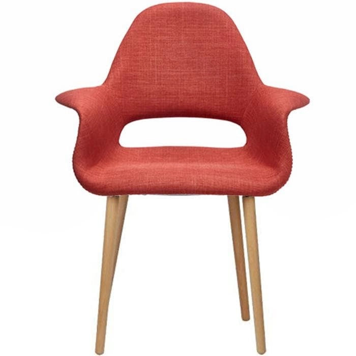 Fauteuil moderne en tissu rembourré biologique avec pieds en bois naturel pour salle à manger, bureau ou fauteuil d'appoint