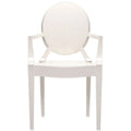 Chaises avec accoudoirs transparentes en plastique moulé, de style design moderne, pour salle à manger ou cuisine, intérieures et extérieures