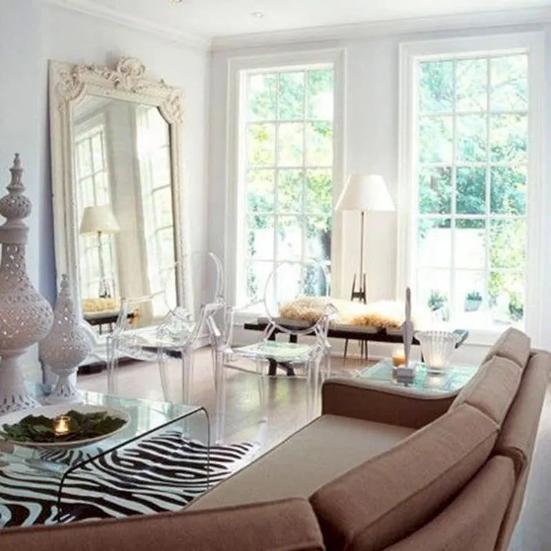 Chaises avec accoudoirs transparentes en plastique moulé, de style design moderne, pour salle à manger ou cuisine, intérieures et extérieures