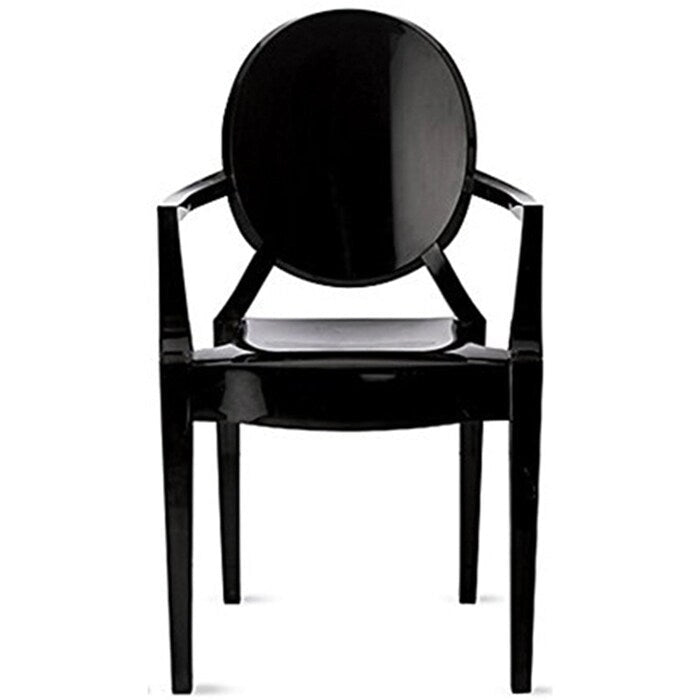 Chaises avec accoudoirs transparentes en plastique moulé, de style design moderne, pour salle à manger ou cuisine, intérieures et extérieures