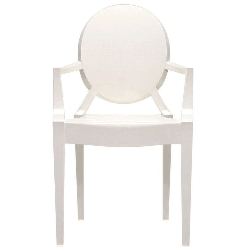 Chaises avec accoudoirs transparentes en plastique moulé, de style design moderne, pour salle à manger ou cuisine, intérieures et extérieures
