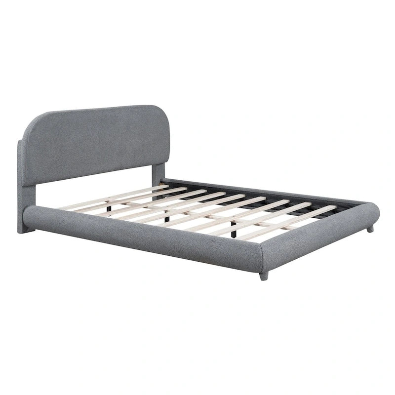 Lit plateforme rembourré queen size en molleton Teddy avec tissu épais