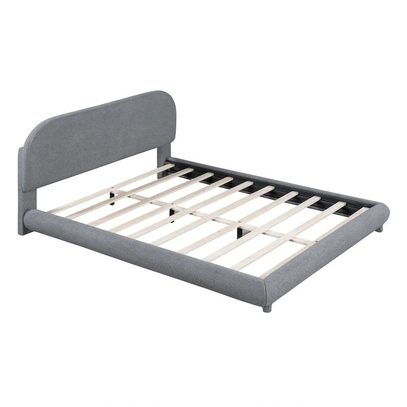 Lit plateforme rembourré queen size en molleton Teddy avec tissu épais