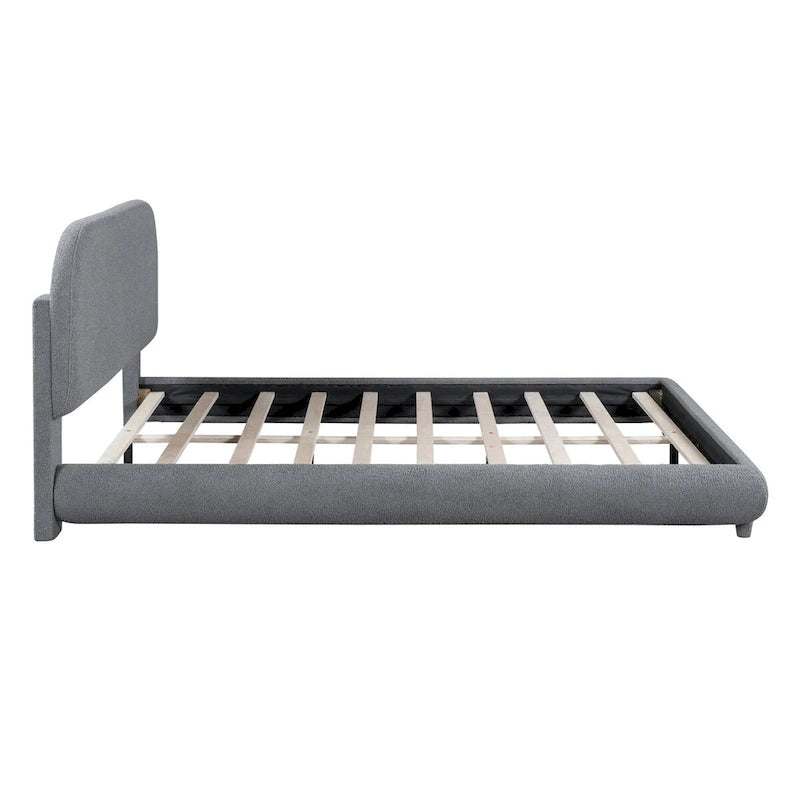 Lit plateforme rembourré queen size en molleton Teddy avec tissu épais