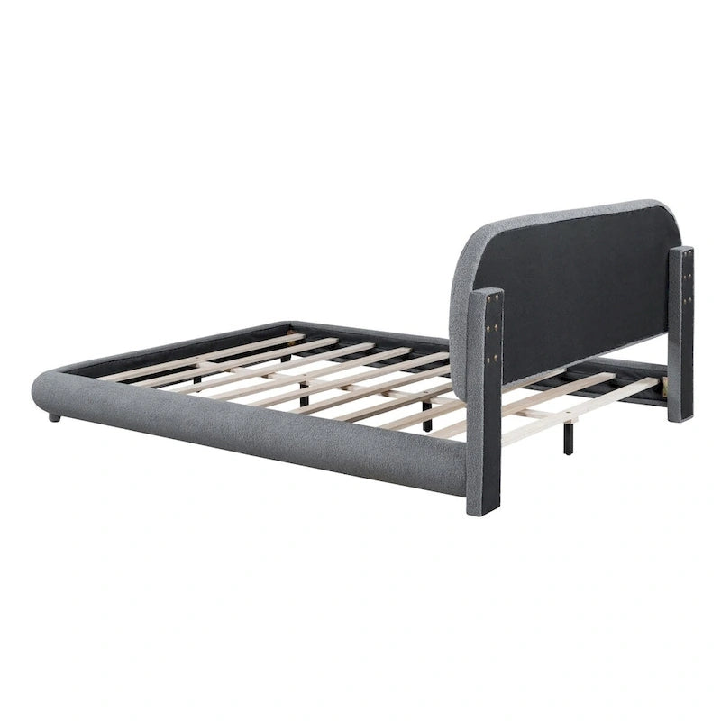 Lit plateforme rembourré queen size en molleton Teddy avec tissu épais