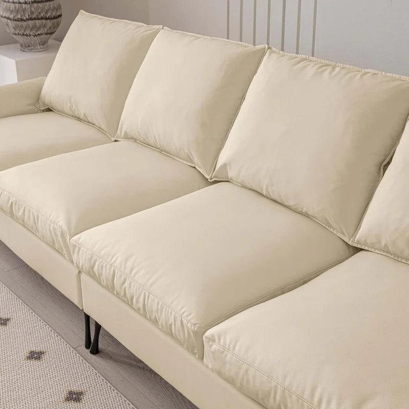 104,5 Canapé d'angle technique moderne en cuir avec pouf