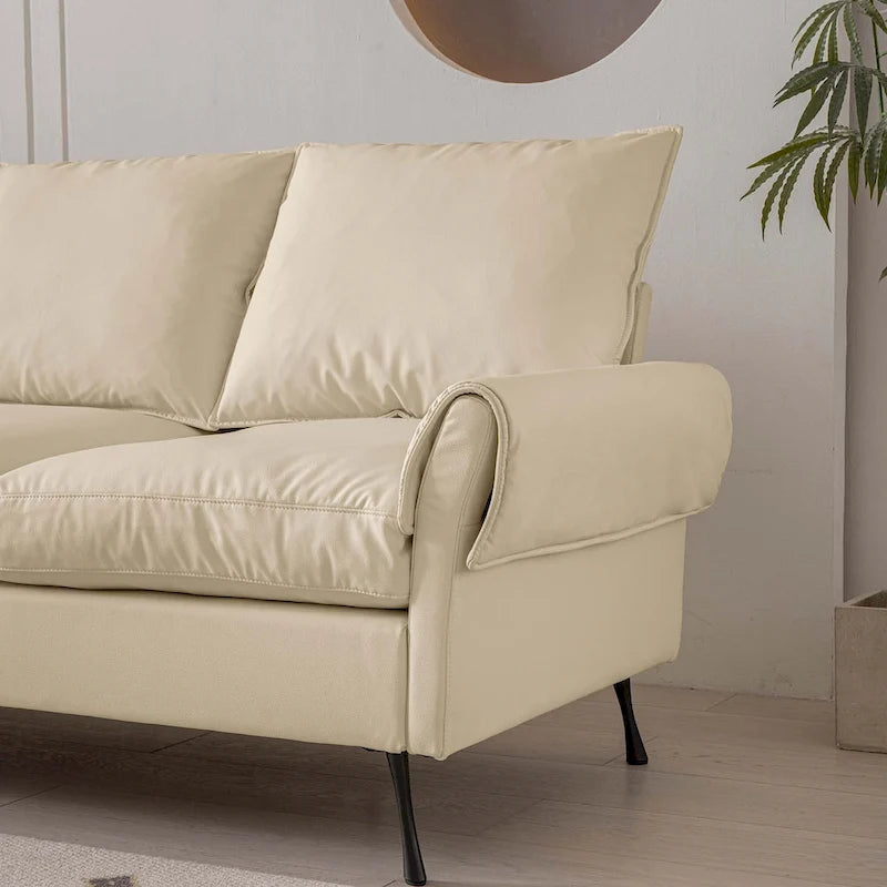104,5 Canapé d'angle technique moderne en cuir avec pouf