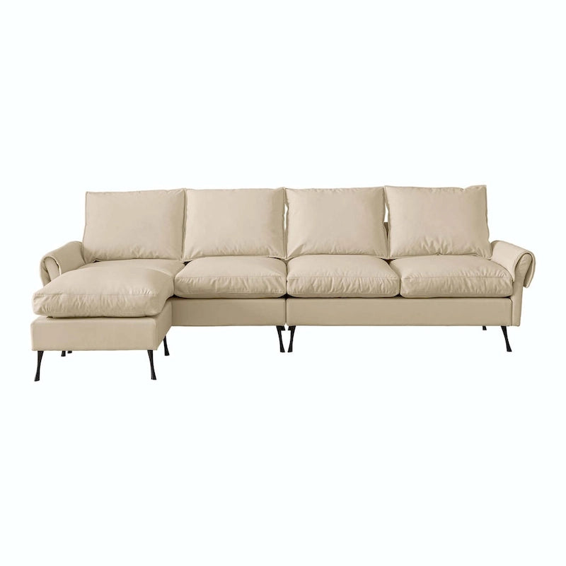 104,5 Canapé d'angle technique moderne en cuir avec pouf