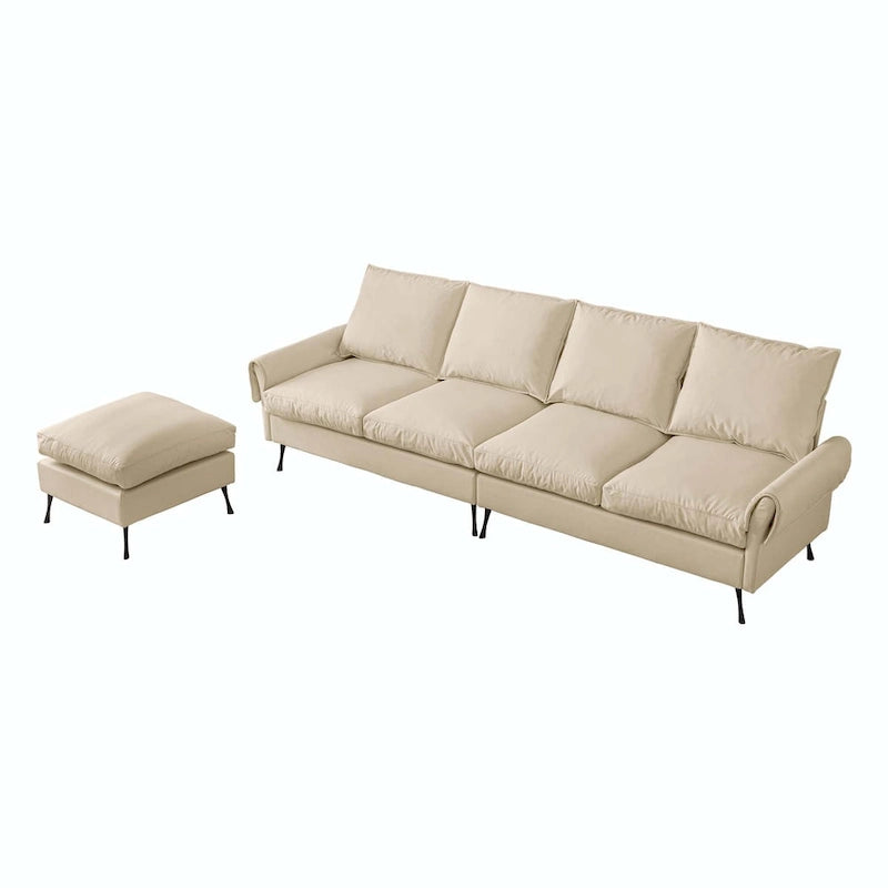 104,5 Canapé d'angle technique moderne en cuir avec pouf