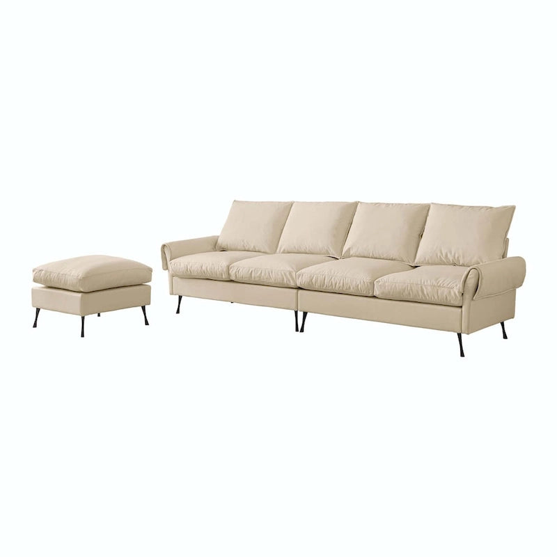 104,5 Canapé d'angle technique moderne en cuir avec pouf