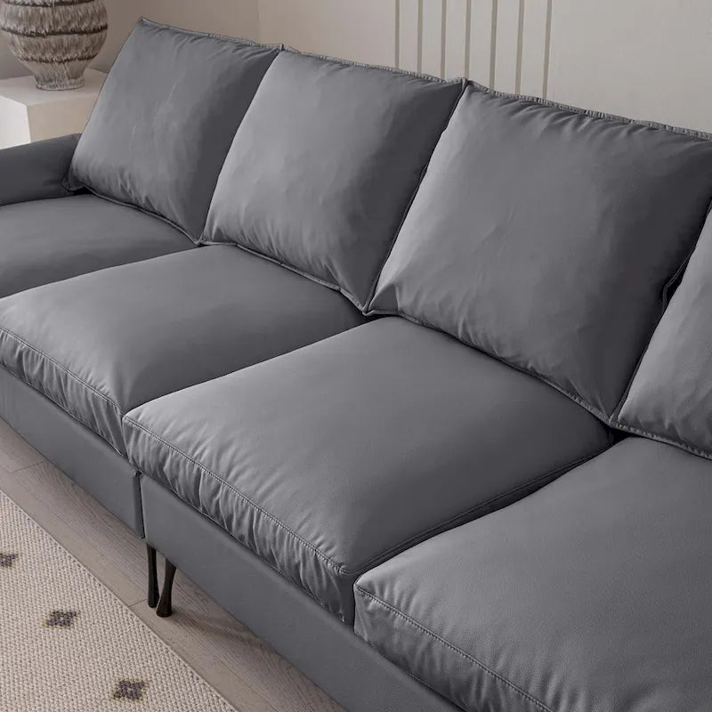 104,5 Canapé d'angle technique moderne en cuir avec pouf
