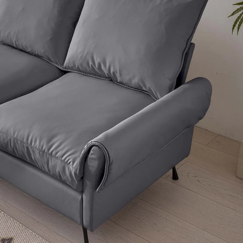 104,5 Canapé d'angle technique moderne en cuir avec pouf