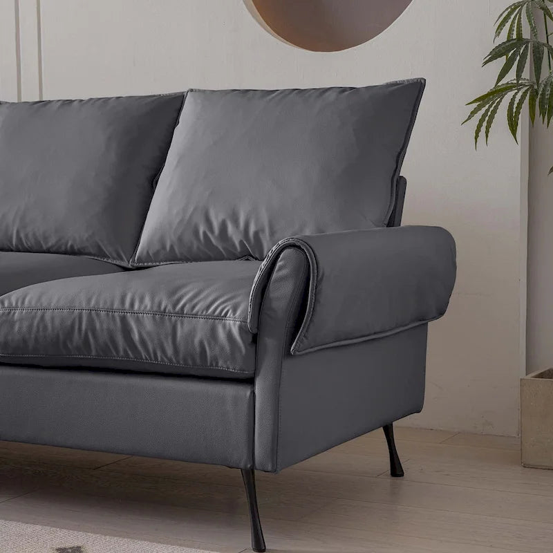 104,5 Canapé d'angle technique moderne en cuir avec pouf