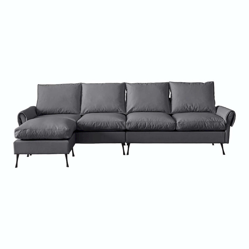 104,5 Canapé d'angle technique moderne en cuir avec pouf