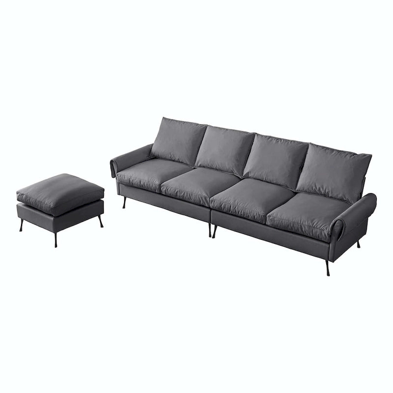 104,5 Canapé d'angle technique moderne en cuir avec pouf