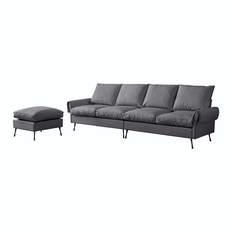 104,5 Canapé d'angle technique moderne en cuir avec pouf
