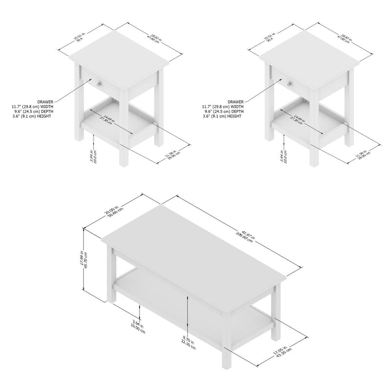 Table basse de style rustique avec tables d'appoint