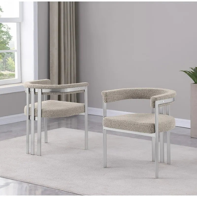 Chaises de salle à manger brossées chromées mates (lot de deux)