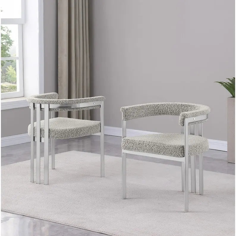Chaises de salle à manger brossées chromées mates (lot de deux)