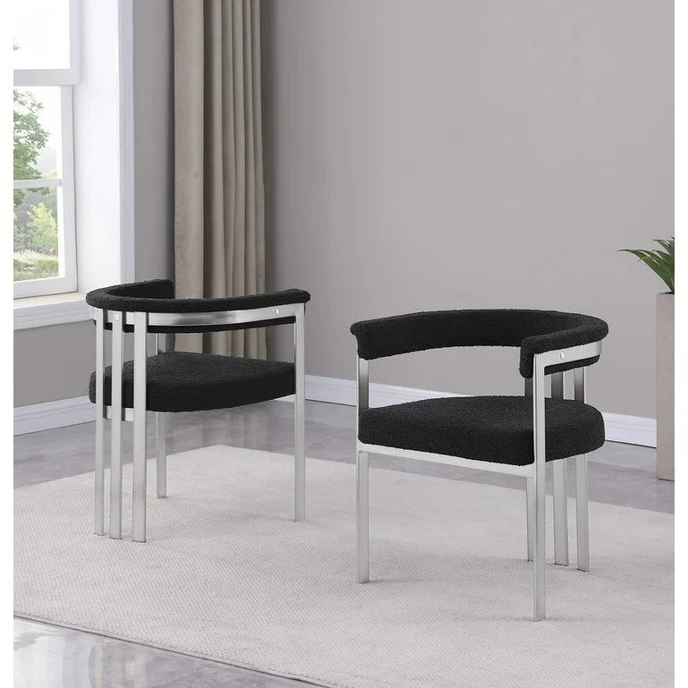 Chaises de salle à manger brossées chromées mates (lot de deux)