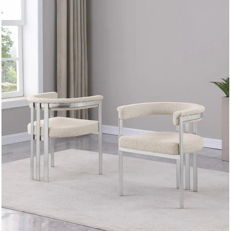 Chaises de salle à manger brossées chromées mates (lot de deux)