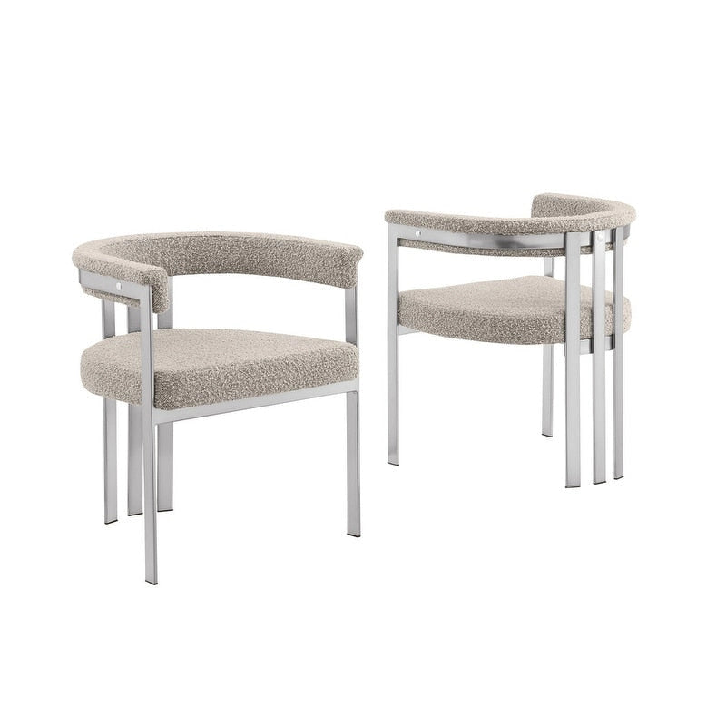 Chaises de salle à manger brossées chromées mates (lot de deux)