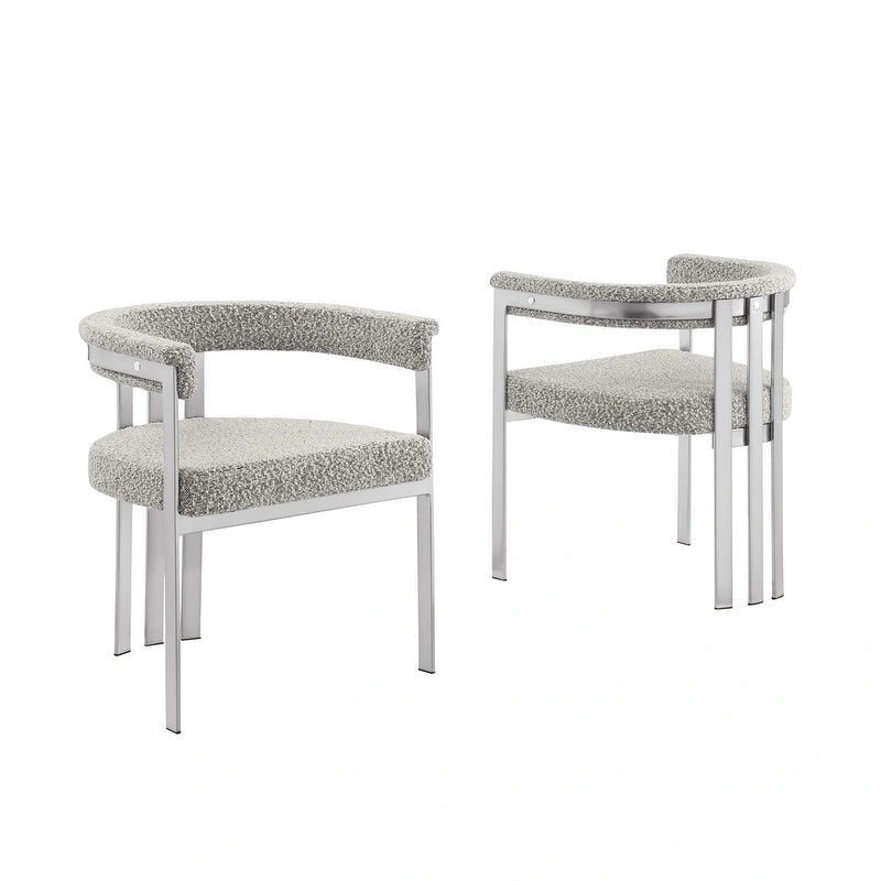 Chaises de salle à manger brossées chromées mates (lot de deux)
