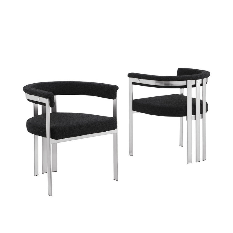 Chaises de salle à manger brossées chromées mates (lot de deux)