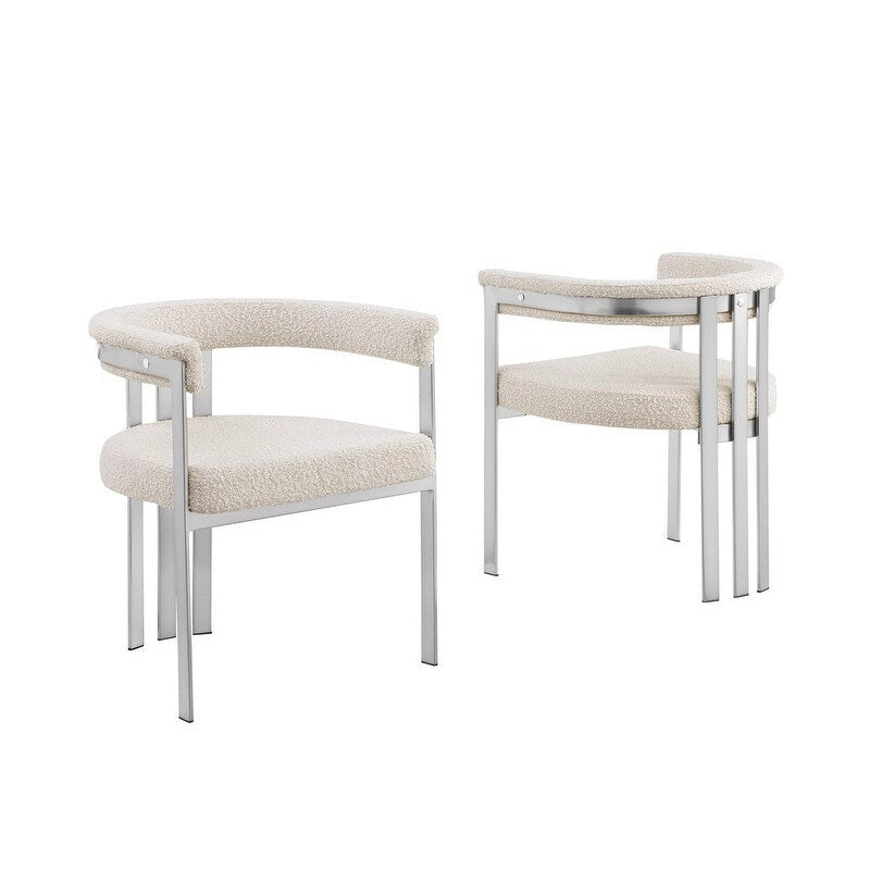 Chaises de salle à manger brossées chromées mates (lot de deux)