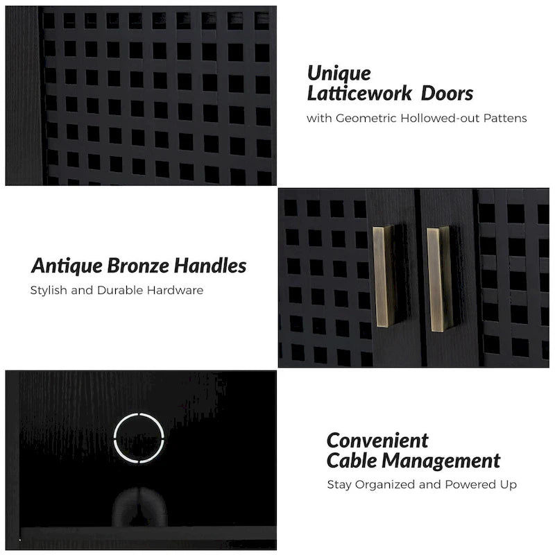Buffet moderne de 58 pouces de large (Pieds en bois massif)
