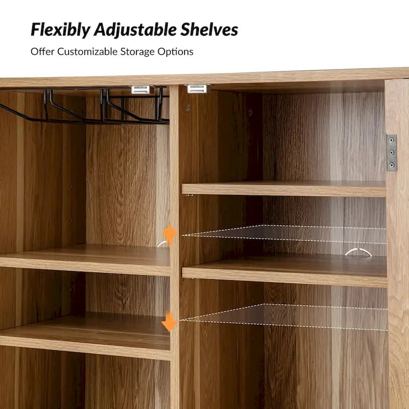 Buffet moderne de 58 pouces de large (Pieds en bois massif)