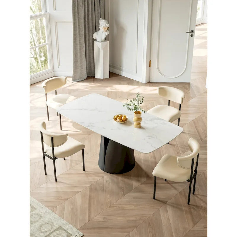 Lesly Modern Rectangle White 65 in. Dining Table for 6 Seats - 65D37.4W29.52H