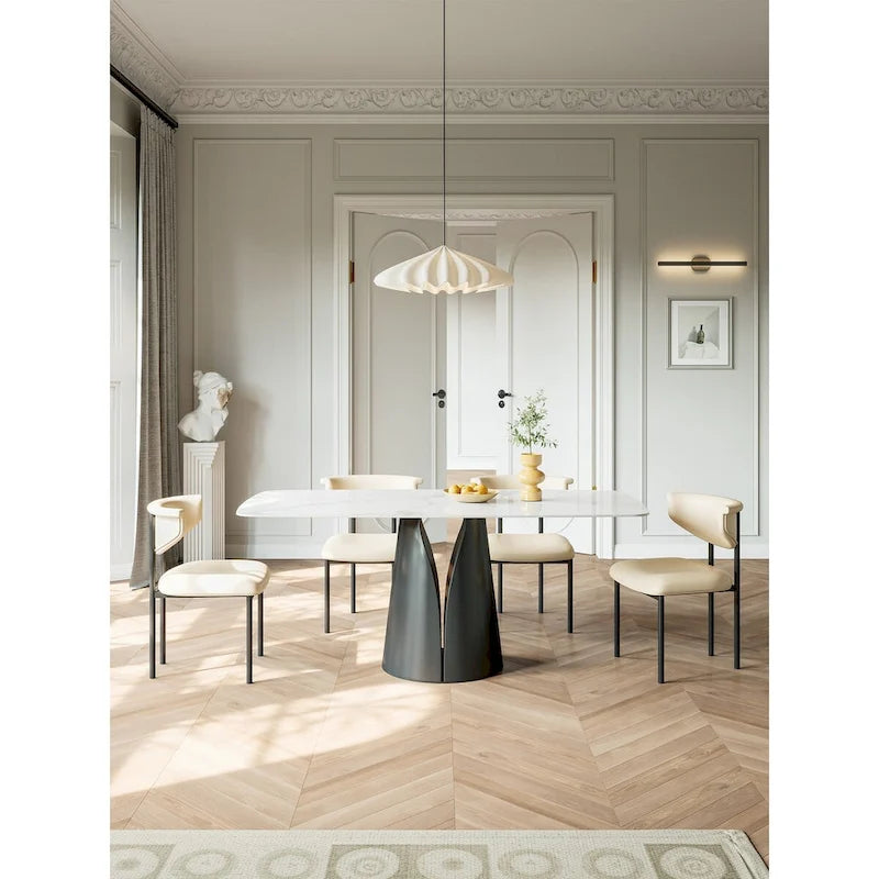 Table à manger rectangulaire blanche, moderne et minimaliste