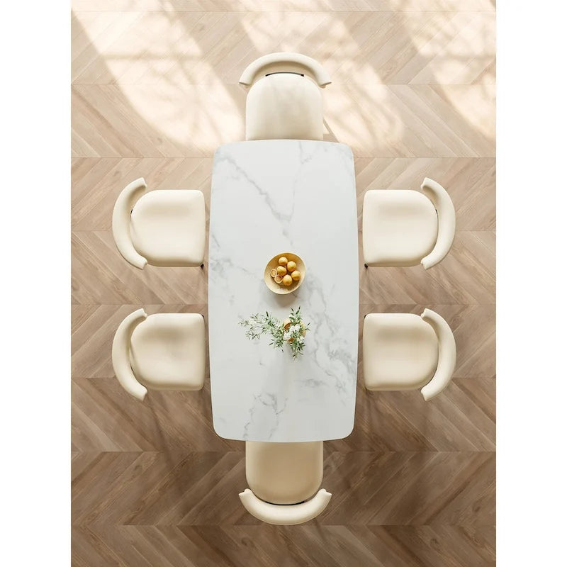 Table à manger rectangulaire blanche, moderne et minimaliste