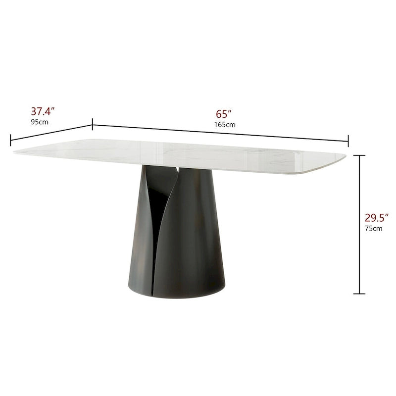 Table à manger rectangulaire blanche, moderne et minimaliste