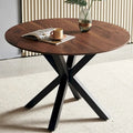 Table de salle à manger ronde du milieu du siècle pour 4 à 6 personnes avec pied central