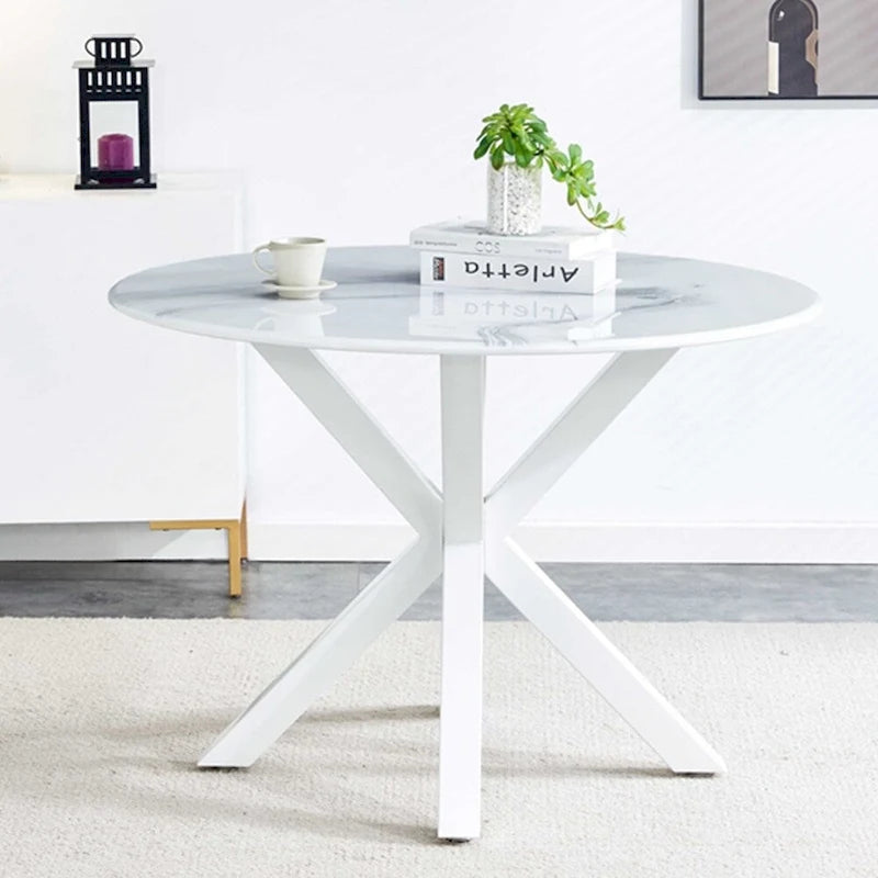 Table de salle à manger ronde du milieu du siècle pour 4 à 6 personnes avec pied central