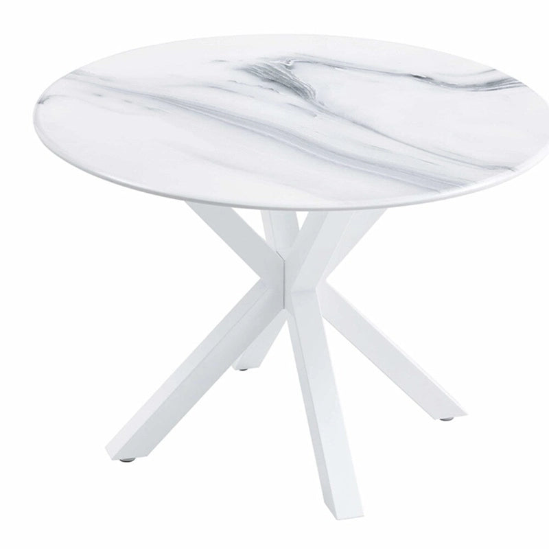 Table de salle à manger ronde du milieu du siècle pour 4 à 6 personnes avec pied central