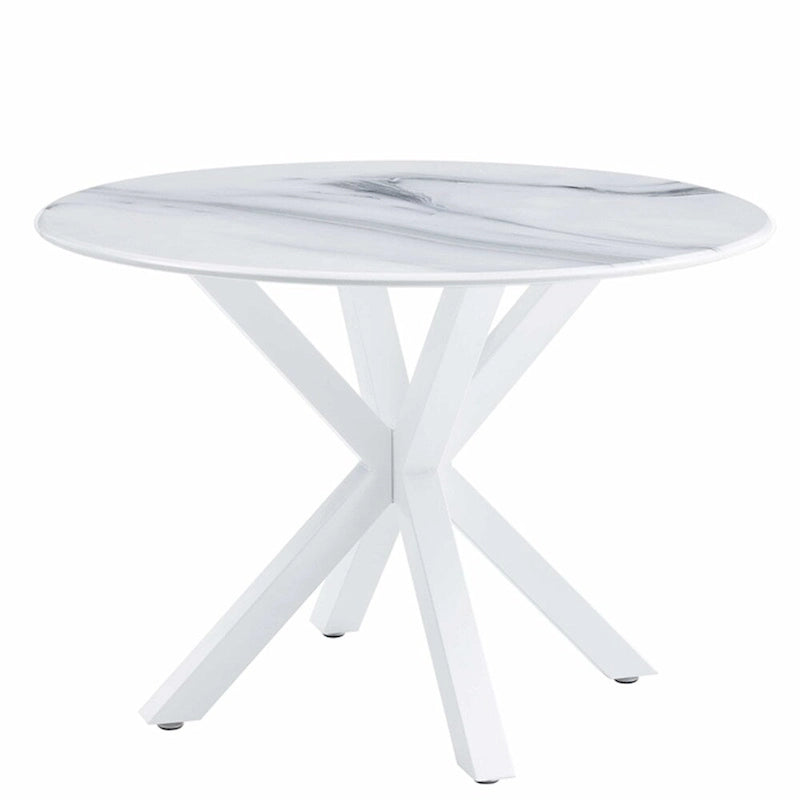 Table de salle à manger ronde du milieu du siècle pour 4 à 6 personnes avec pied central