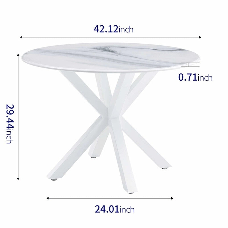 Table de salle à manger ronde du milieu du siècle pour 4 à 6 personnes avec pied central