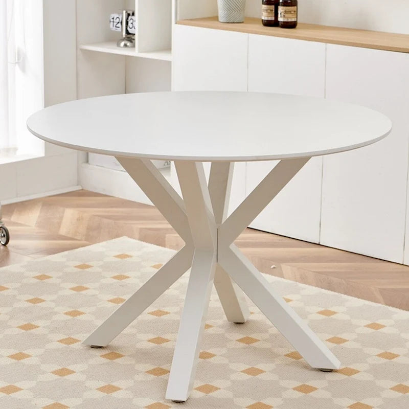 Table de salle à manger ronde du milieu du siècle pour 4 à 6 personnes avec pied central