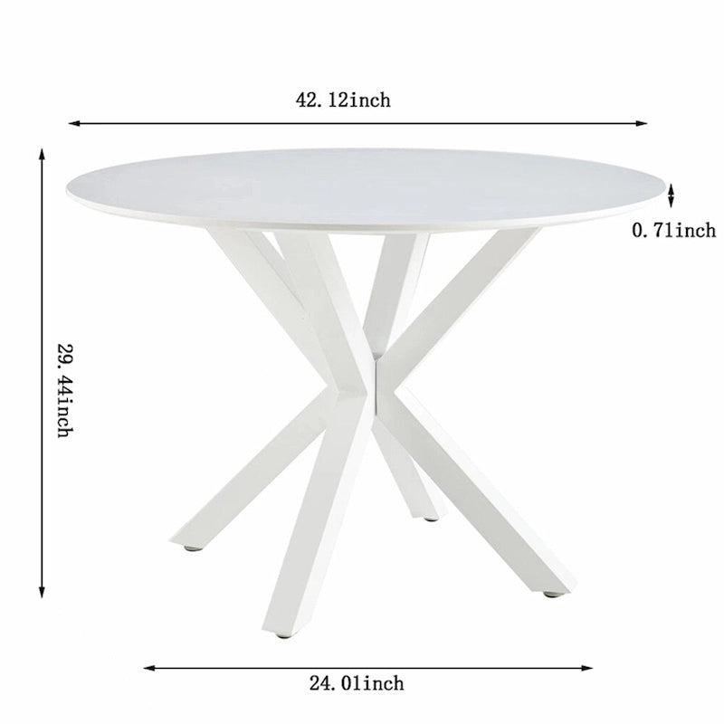 Table de salle à manger ronde du milieu du siècle pour 4 à 6 personnes avec pied central