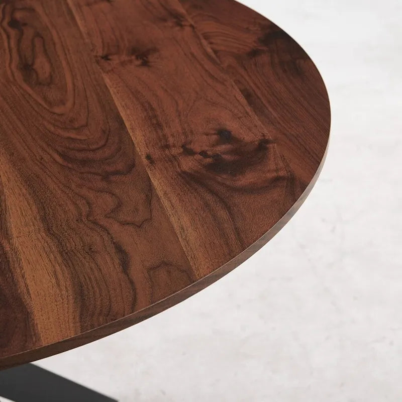 Table de salle à manger ronde du milieu du siècle pour 4 à 6 personnes avec pied central