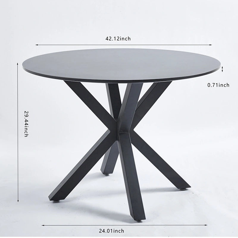 Table de salle à manger ronde du milieu du siècle pour 4 à 6 personnes avec pied central