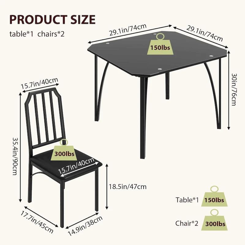 Ensemble table de salle à manger pour (lot de 2)